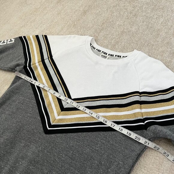 PINK Victoria’s Secret Spirit Stripe Pullover Grey Sweatshirt S - Picture 6 of 10